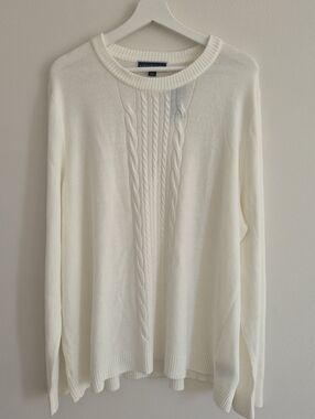 Karen Scott White Acrylic Soft Crew Cable Knit Sweater 3X NWT